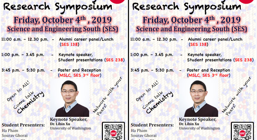 The Annual Chemistry Research Symposium will be held This Friday, Oct 4th, 11 am-5:30 pm.